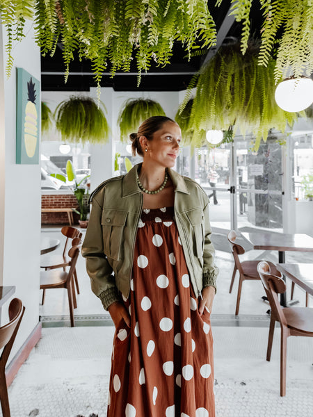 Millie Polka Dot Dress in Brown