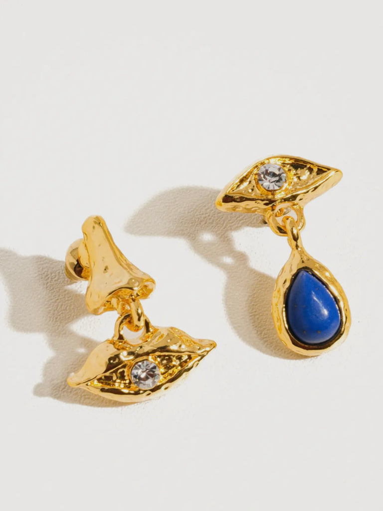 Eden Mismatched Earrings in Blue