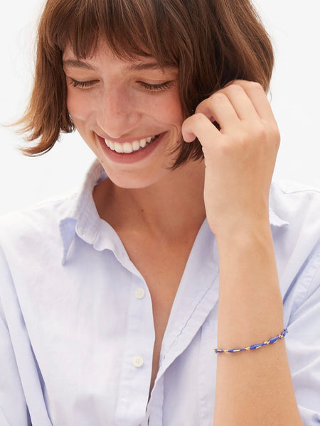 Enamel Sardine Bracelet in Cobalt