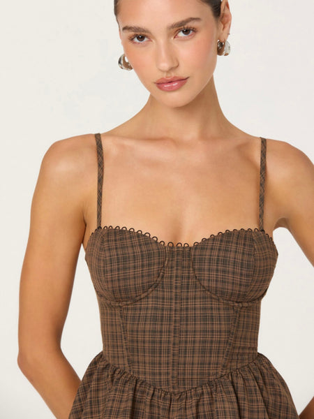 Baylin Top in Brown Plaid