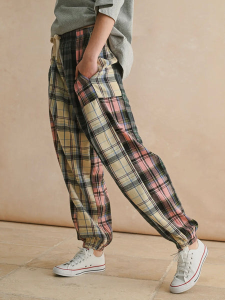 Plaid To The Bone Joggers in Green Multi
