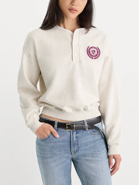 The Brushed Fleece Henley in Oatmeal