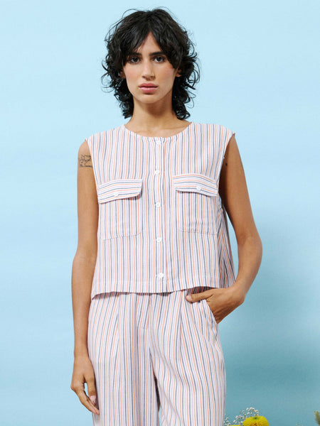 Nilani Vest in Orange Stripe