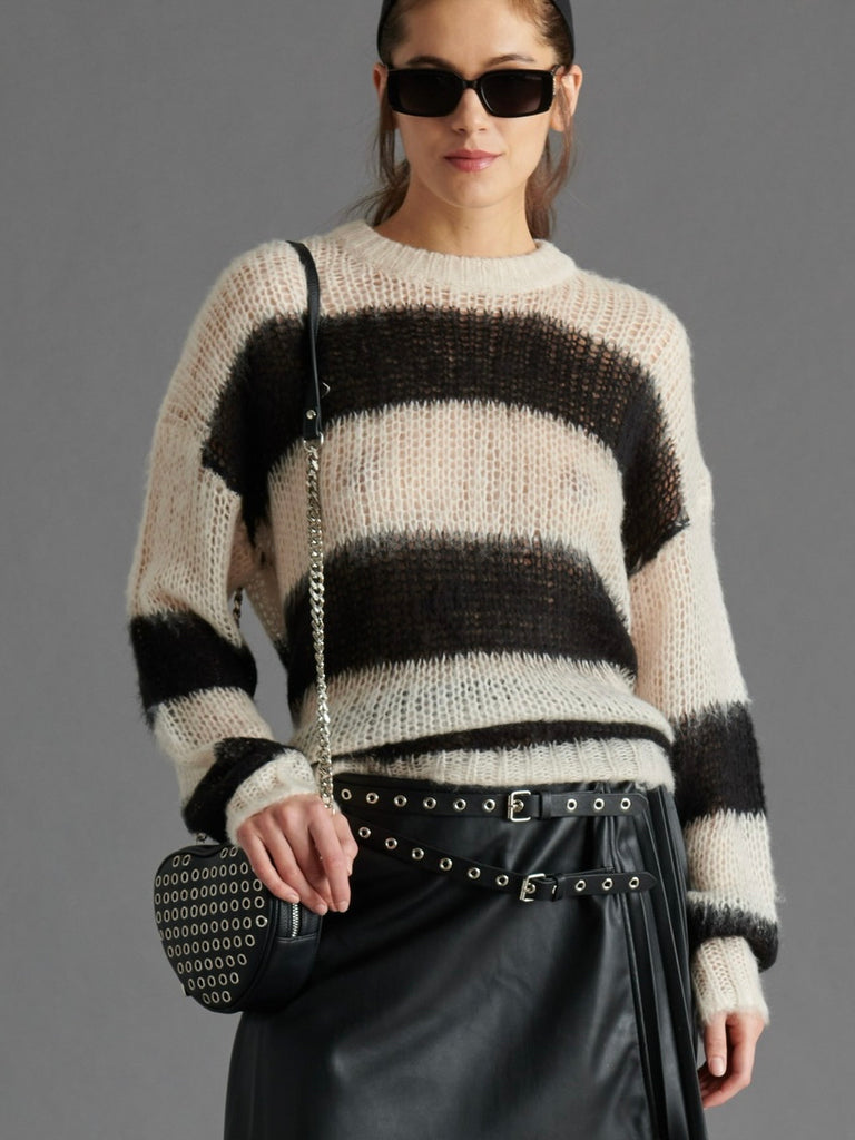 Elson Sweater in Black Multi Stripe