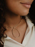 Large Oval Pendant Chain Link Necklace