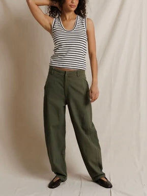Tracy U Neck Tank in Natural & Black Stripe