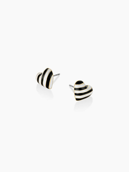 Campbell Enamel Heart Studs in Black