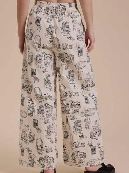On The Town Printed Pants in Ecru