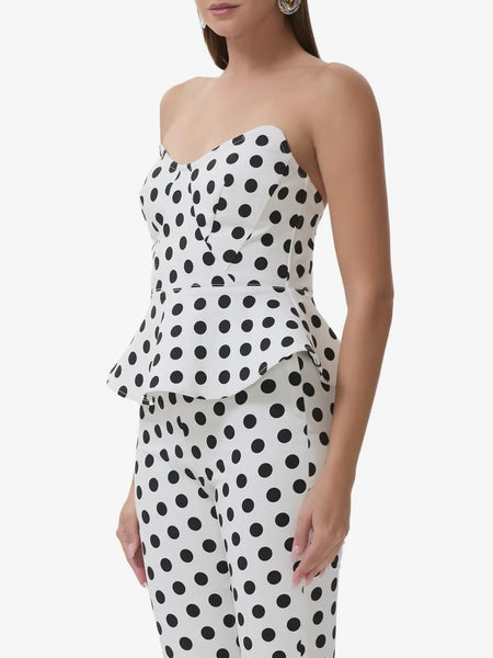 Merida Top in White Coin Dot