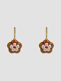 Porcelain Flower Earrings in Brown
