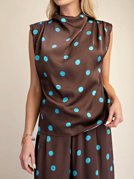 Polka Your Dot Blouse in Brown