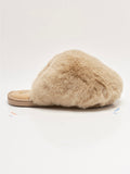 Snowball Slippers in Taupe Faux Fur