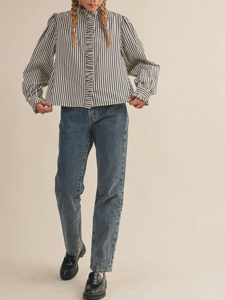 Stripes Are A Neutral Button Up in Black