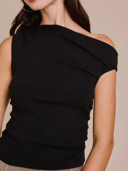 Ladylike Sweater Top in Black