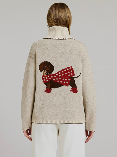Dachshund Cardi in Off White