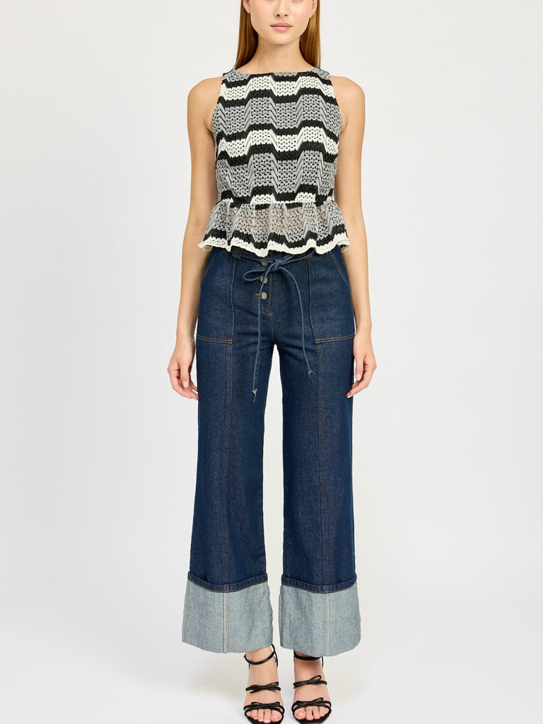 Genesis Top in Black & Ivory