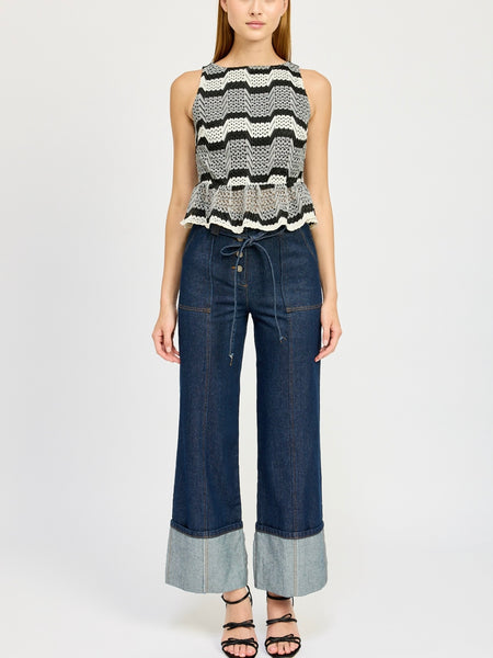 Genesis Top in Black & Ivory