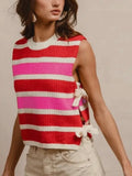 Tried & Tied Sweater Vest in Pink & Red
