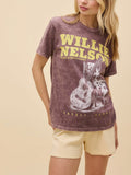 Willie Nelson Red Headed Stranger Weekend Tee in Brown Stone Acid