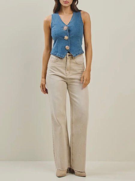 Dazzled Denim Vest in Blue