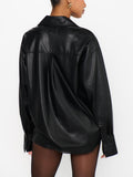 Lincoln Shirt Jacket in Black Faux Leather
