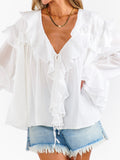 Joss Ruffle Top in White Voile