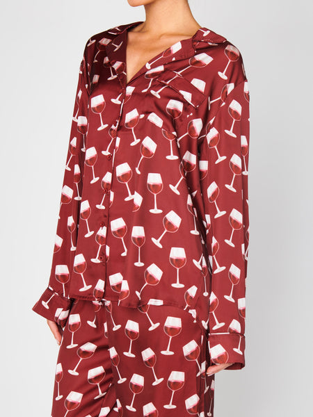 Classic PJ Set in Red Wine Silky