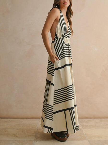 Blonde Blob Halter Dress in Black & White