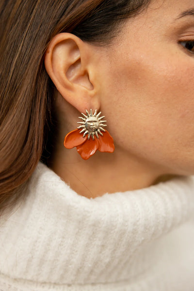 Sun & Orange Petals Stud Earrings