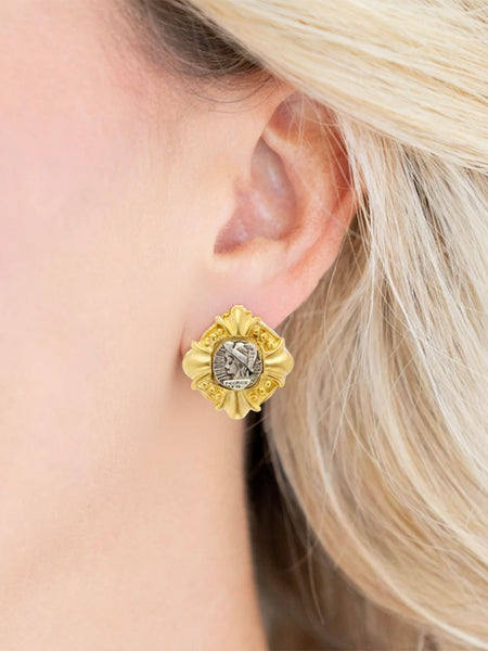 Mixed Metal Cameo Studs