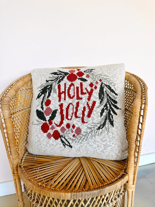 Holly Jolly Wreath Pillow