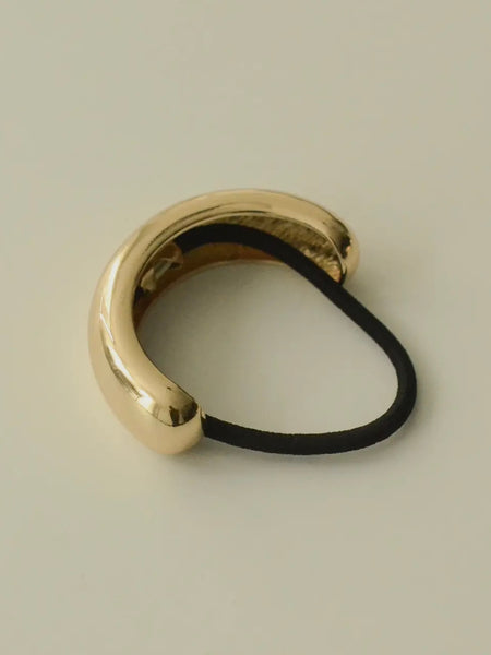 Wide Rounded Hair Cuff in Gold