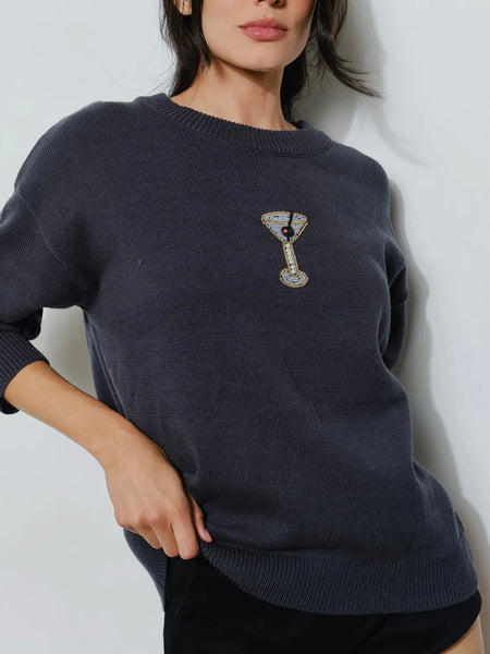 Tini Bit Of Sparkle Sweater in Charcoal