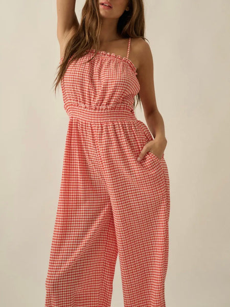 Take Me To Tennessee Jumpsuit in Red Gingham