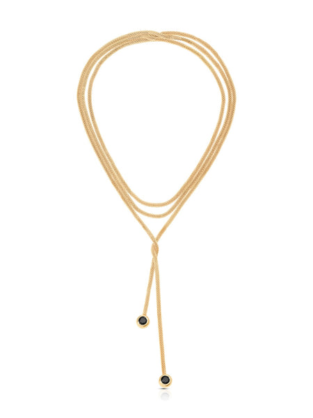 Forever Tied Lariat Necklace in Black Crystal