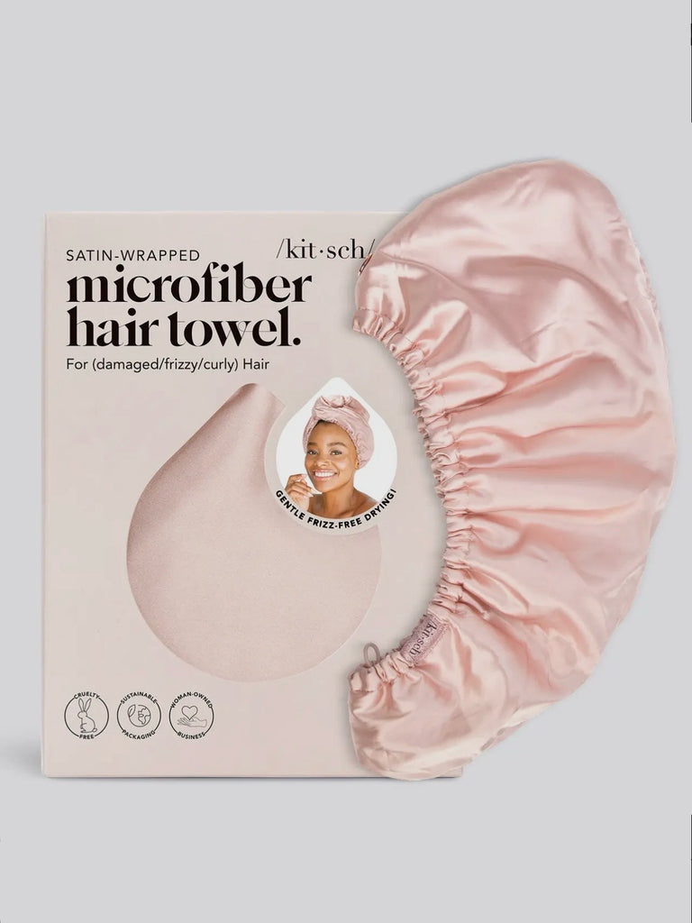 Satin Wrapped Hair Towel in Blush
