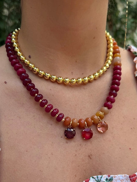 Felix Beaded Necklace in Maroon