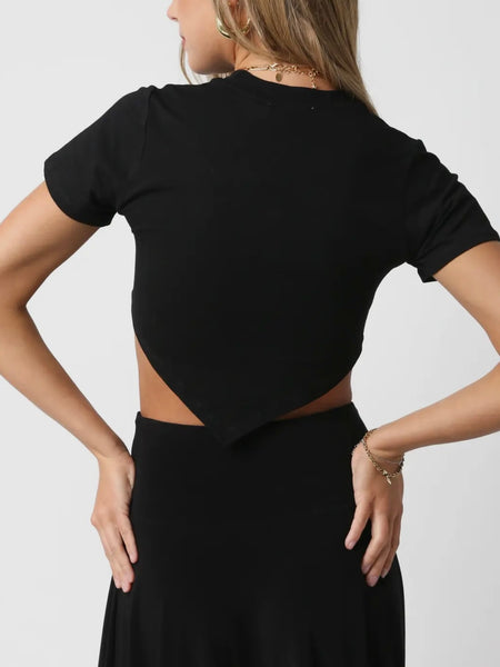 V Into This Hemline Tee in Black