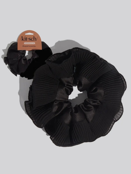 Pleated Scrunchie in Halloween Black