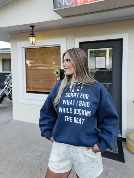 Docking The Boat Sweatshirt in Blue