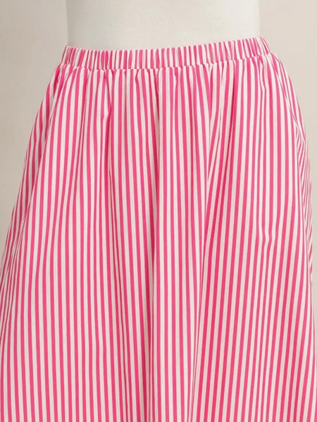 Stay Striped Maxi Skirt in Pink