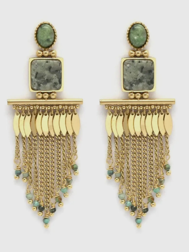Turquoise Fringe Dangle Earrings