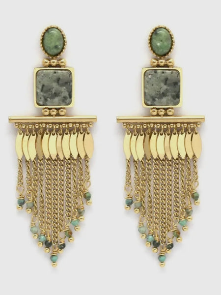 Turquoise Fringe Dangle Earrings