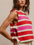 Tried & Tied Sweater Vest in Pink & Red