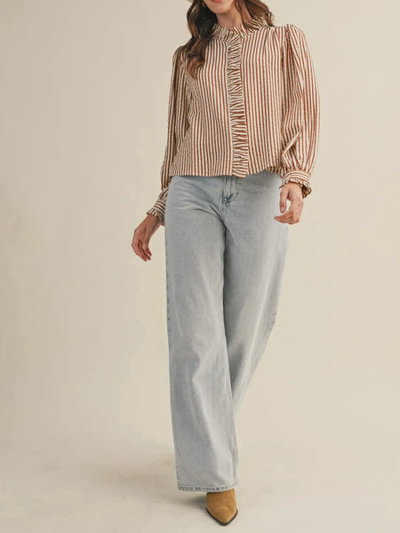 Stripes Are A Neutral Button Up in Pecan