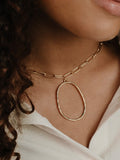 Large Oval Pendant Chain Link Necklace