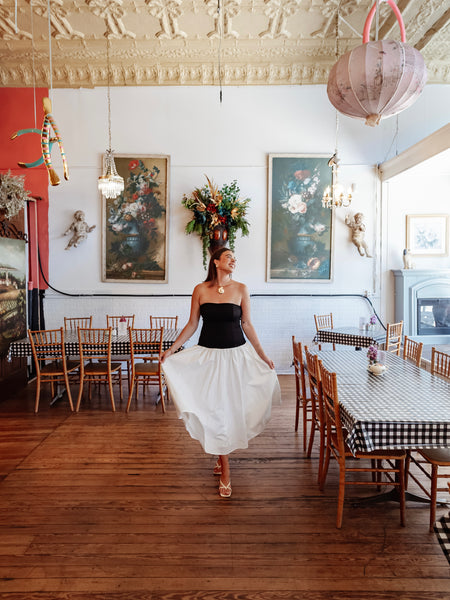 Clean & Classy Strapless Dress in Black & White