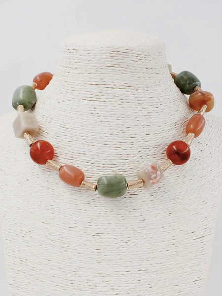 Mixed Bead Necklace in True Fall