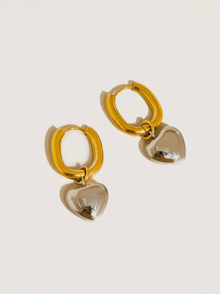 Noor Two Tone Heart Earrings