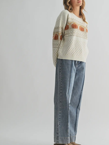 Poised For The Patch Sweater in Cream